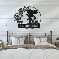 personalized happy easter rabbit butterfly bunny lawn yard decorative garden custom metal sign housewarming gift 2