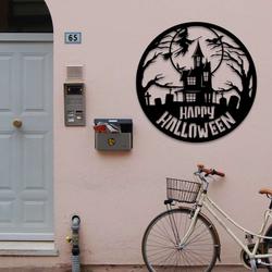 personalized happy halloween metal sign haunted house signs halloween decoration for home 1