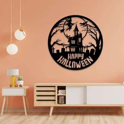 personalized happy halloween metal sign haunted house signs halloween decoration for home 2