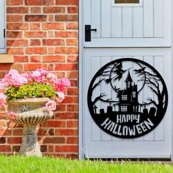 personalized happy halloween metal sign haunted house signs halloween decoration for home 3