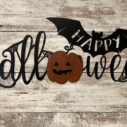 Personalized Happy Halloween Metal Wall Art Spooky Bat Pumpkin Halloween Decoration for Home