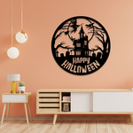 personalized haunted house metal sign witch happy halloween decoration for home 0