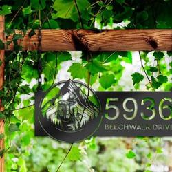 personalized hiker camping mountain climbing v3 address sign house number plaque custom metal sign 1