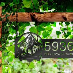 personalized hiker camping mountain climbing v4 address sign house number plaque custom metal sign 1