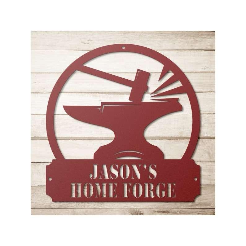 Personalized Home Forge Blacksmith Metal Art Anvil and Hammer Metal Wall Art 1 personalized home forge blacksmith metal art anvil and hammer custom metal sign 1