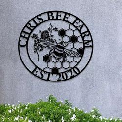 personalized honey bee farm garden decorative custom metal sign 1