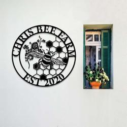 personalized honey bee farm garden decorative custom metal sign 3