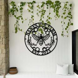 personalized honey bee farm name garden custom metal sign 1