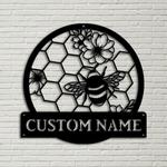 personalized honey bee monogram metal sign art antler decor housewarming outdoor 0