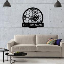personalized honey bee monogram metal sign art antler decor housewarming outdoor 1