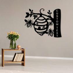personalized honey bees comb garden welcome decorative custom metal sign housewarming gift 1