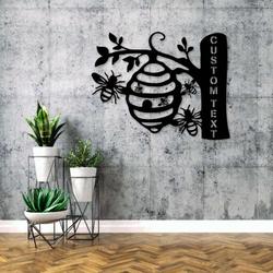 personalized honey bees comb garden welcome decorative custom metal sign housewarming gift 3