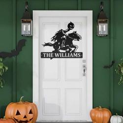 personalized horror headless horeseman metal sign halloween decoration for home 1