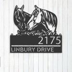 personalized horse couple farm house ranch address sign house number plaque custom metal sign 0