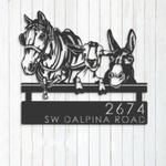 personalized horse mule goat farmhouse farm animals address sign house number plaque custom metal sign 0