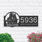 personalized horses farmhouse ranch animal couple horse welcome address sign house number plaque custom metal sign 0
