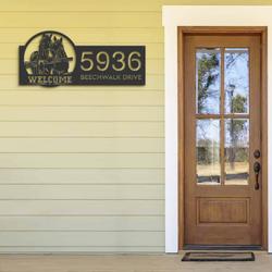 personalized horses farmhouse ranch animal couple horse welcome address sign house number plaque custom metal sign 2