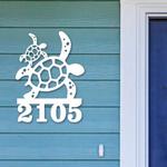 personalized house number sign with turtle mom and baby art custom address sign outdoor decor 0