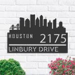 personalized houston city skyline metal address sign house number plaque realtor closing gift custom metal sign 0