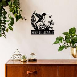 personalized hummingbird and flower garden decorative custom metal sign 2