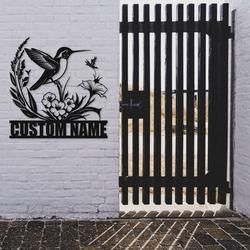 personalized hummingbird and flower garden decorative custom metal sign 4