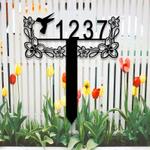 personalized hummingbird tropical flower garden address sign house number plaque custom metal sign 0