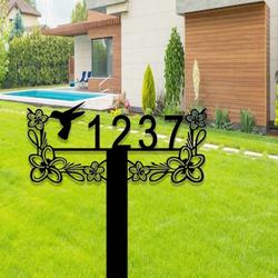 personalized hummingbird tropical flower garden address sign house number plaque custom metal sign 1