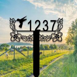 personalized hummingbird tropical flower garden address sign house number plaque custom metal sign 2