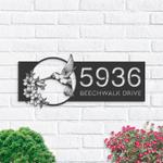 personalized hummingbird with flower address sign custom metal signs 0