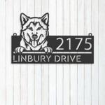personalized husky dog cute puppy address sign house number plaque custom metal sign 0
