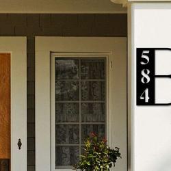 personalized initial letter monogram address sign house number plaque custom metal sign 2