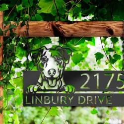 personalized jack russell dog cute puppy address sign house number plaque custom metal sign 1