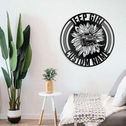 personalized jeep girl sunflower sign jeep driver birthday gifts custom metal sign 1
