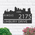 personalized kansas city skyline metal address sign house number plaque realtor closing gift custom metal sign 0