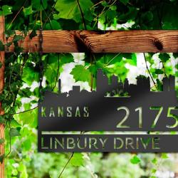 personalized kansas city skyline metal address sign house number plaque realtor closing gift custom metal sign 2