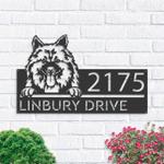 personalized keeshond dog cute puppy address sign house number plaque custom metal sign 0