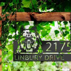 personalized keeshond dog cute puppy address sign house number plaque custom metal sign 1