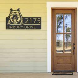 personalized keeshond dog cute puppy address sign house number plaque custom metal sign 2