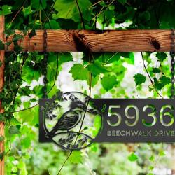 personalized kingfisher bird on tree branch v1 address sign custom metal signs 1