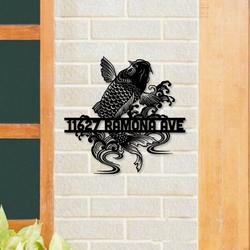 personalized koi fish address sign custom metal signs 1