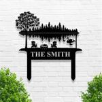 personalized lake scene camp sign lake house garden decorative custom metal sign 0