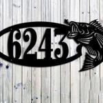 personalized large mouth bass fish address sign lake house house number plaque custom metal sign 0