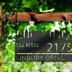 personalized las vegas city skyline metal address sign house number plaque realtor closing gift custom metal sign 2
