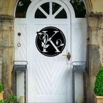 personalized leaf monogram circle garden decorative custom metal sign 0