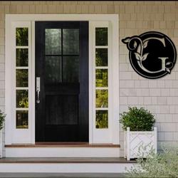 personalized leaf monogram circle garden decorative custom metal sign 1