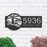 personalized lighthouse beach scene address sign house number plaque custom metal sign 0
