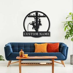 personalized lineman crew linework ibew office business decor custom metal sign 1