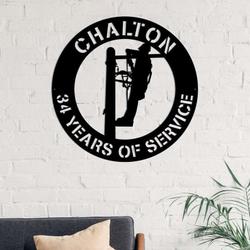personalized lineman custom name and years of service power lineman wall art electrician custom metal sign 1