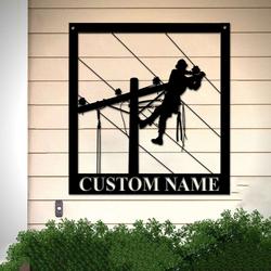 personalized lineman custom name or address sign custom metal sign 1