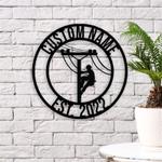 personalized lineman electrical worker home office decor custom metal sign 0